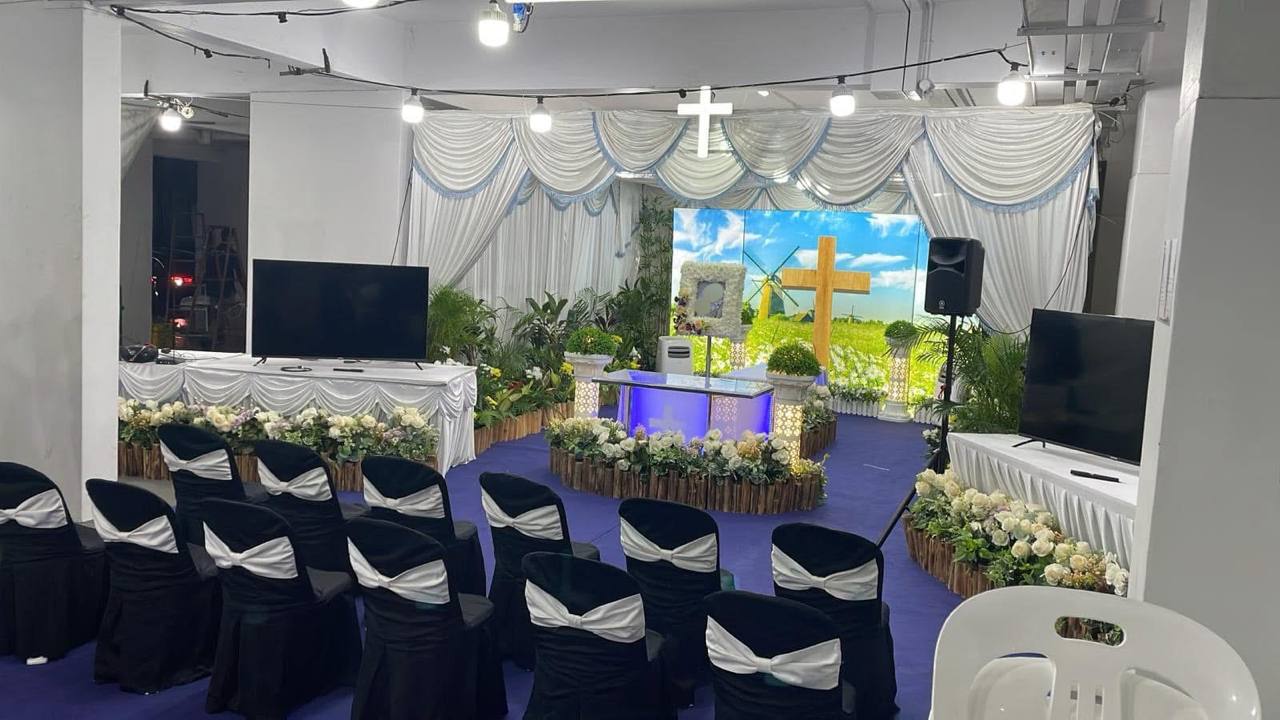 Christian funeral setup